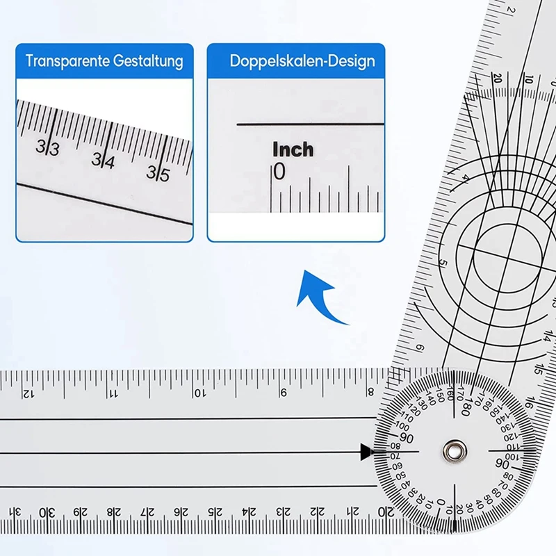 Goniometer Physiotherapy 360 Degree Rotation Protractor Physiotherapy PVC For Physiotherapy Sports Therapy 4 Pieces
