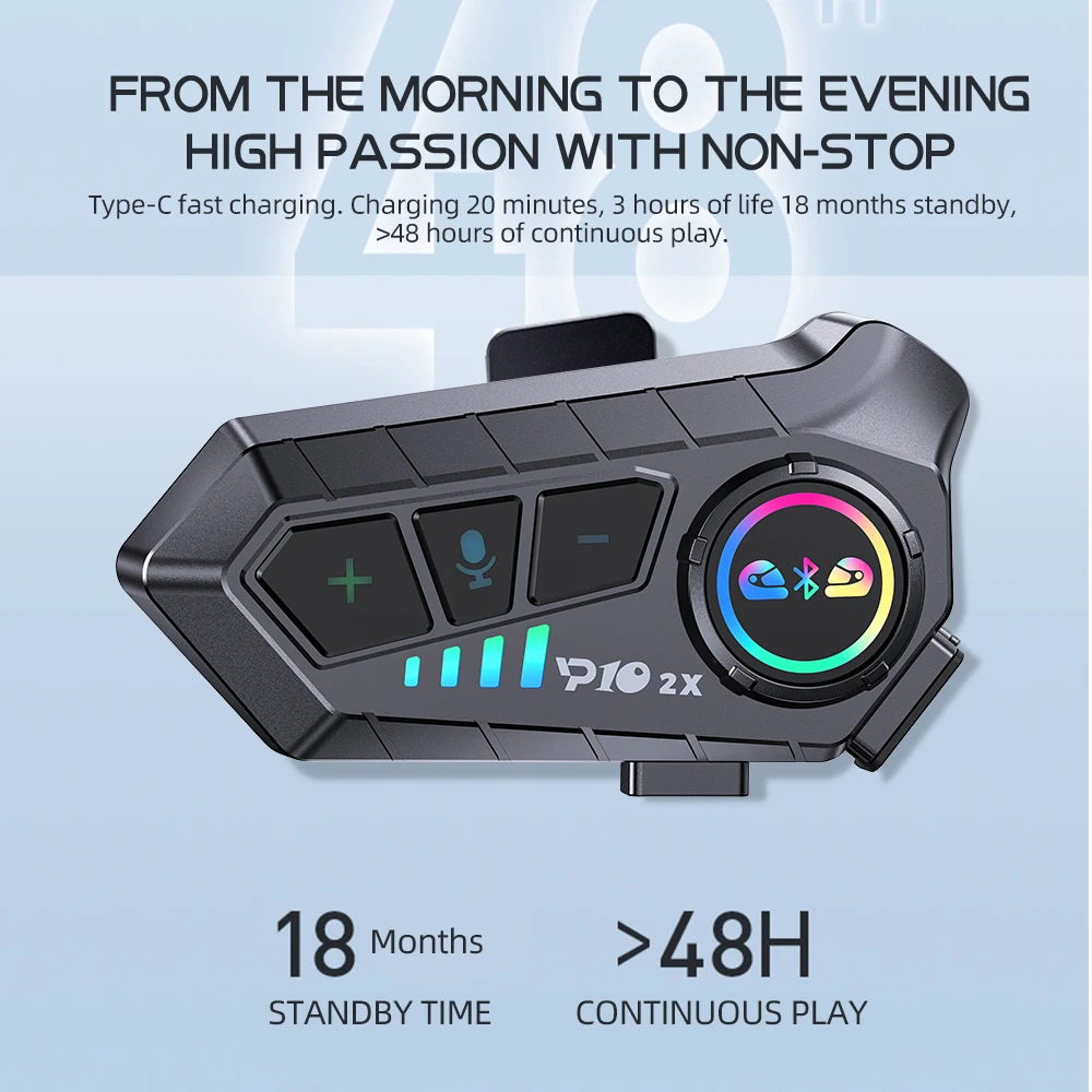 Wireless Bluetooth5.3 Motorcycle Helmet Intercom 4