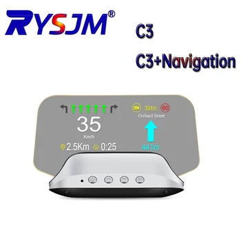 Display Head-up Smart C3/C3 con Navigazione LCD, Specchietto Retrovisore HUD OBD2 GPS, Elettronica Auto, Multi-allarme, Indicatore Digitale per Auto