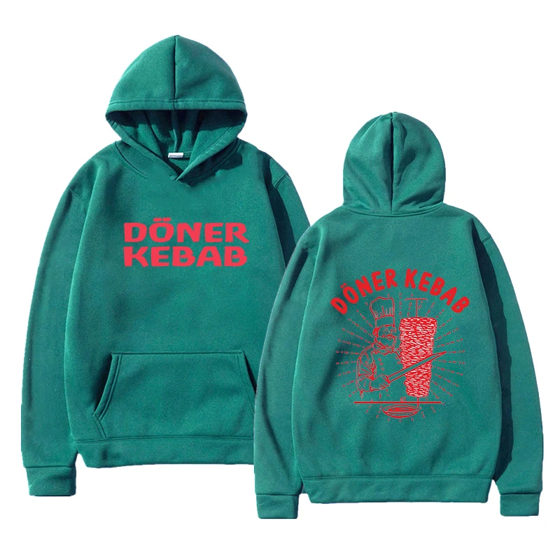 2023 Doner Kebab Hoodie Funny Hooded Sweatshirt Men's Vintage Long Sleeve Fleece Hoodies Oversized Harajuku Streetwear Unisex