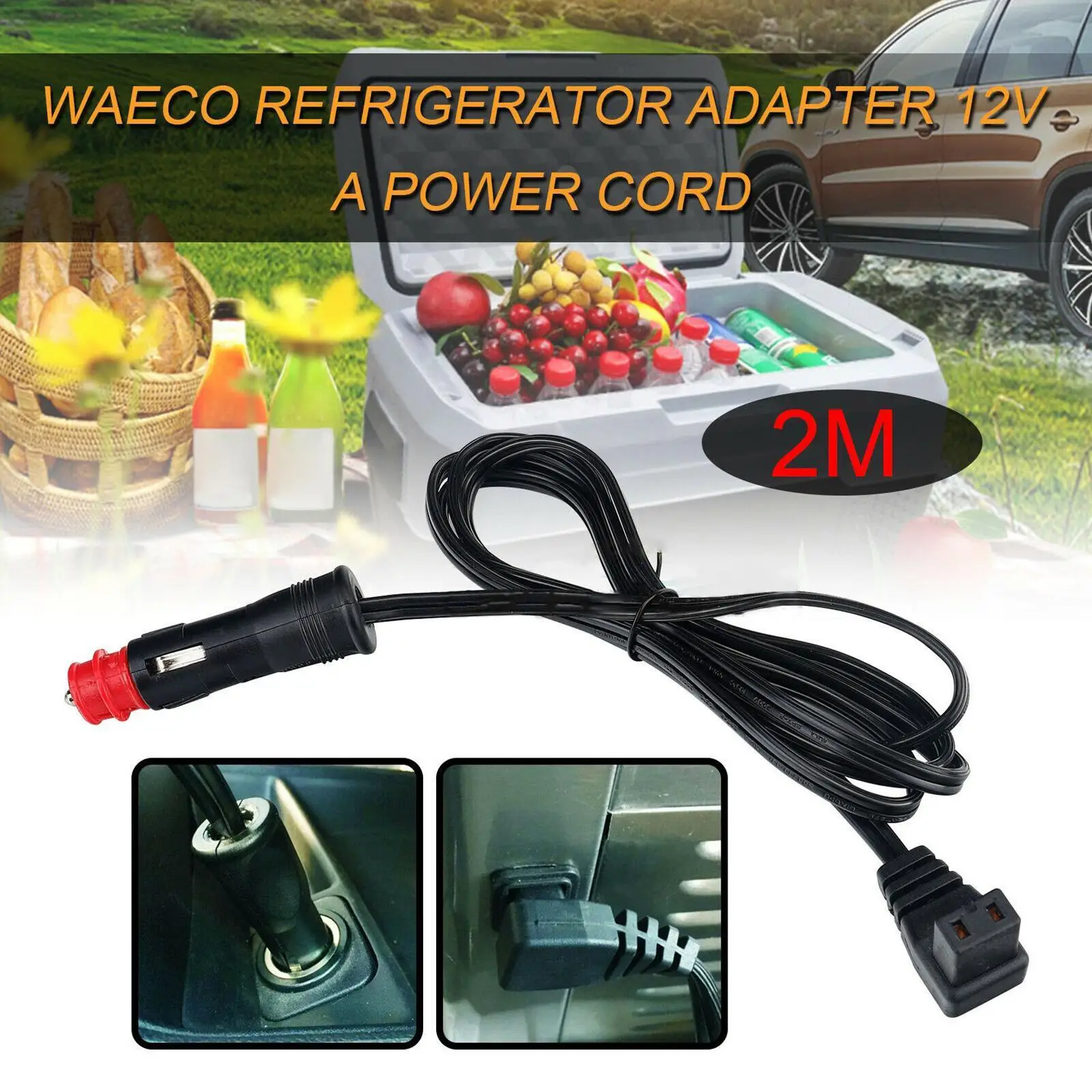 

2M For Car Refrigerator Warmer Extension Power Cable Car Fridge Cigarette Cable Cooler Charging Replacement Line