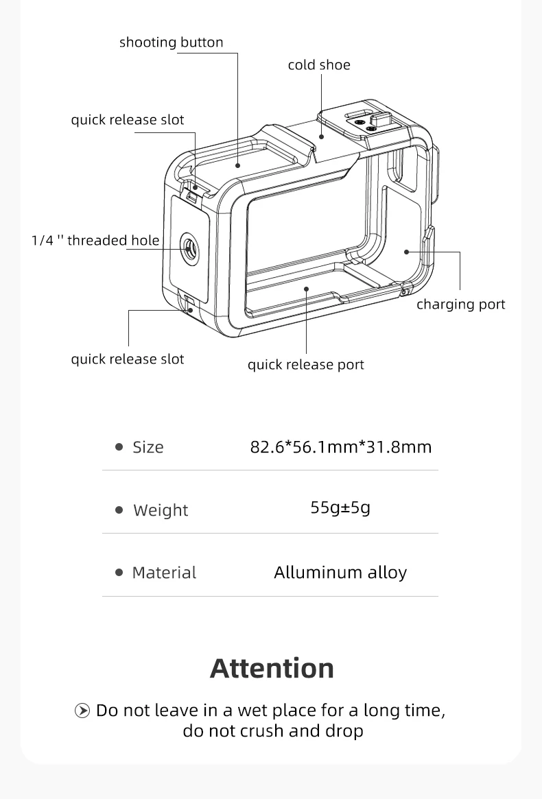 Aluminium Alloy Frame Protective Case For OSMO Action 3 4 Shoot Vertically Prot