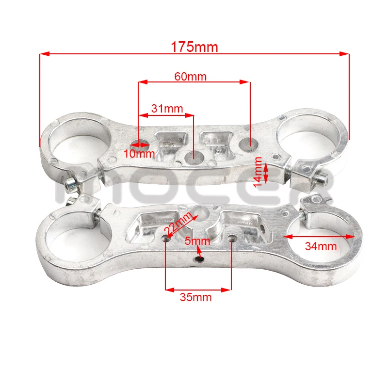 두꺼운 35mm 반전 충격 흡수 방향 장치 상단 및 하단 플레이트 47cc49cc 미니 모토 먼지 자전거 오토바이 프론트 포크
