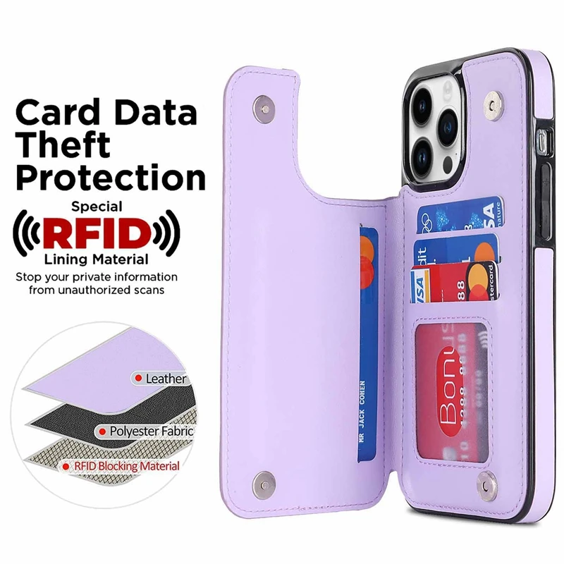 Compact Leather Wallet with Fragrant Finish and RFID Blocking, featuring Magnetic Double Buckle Closure