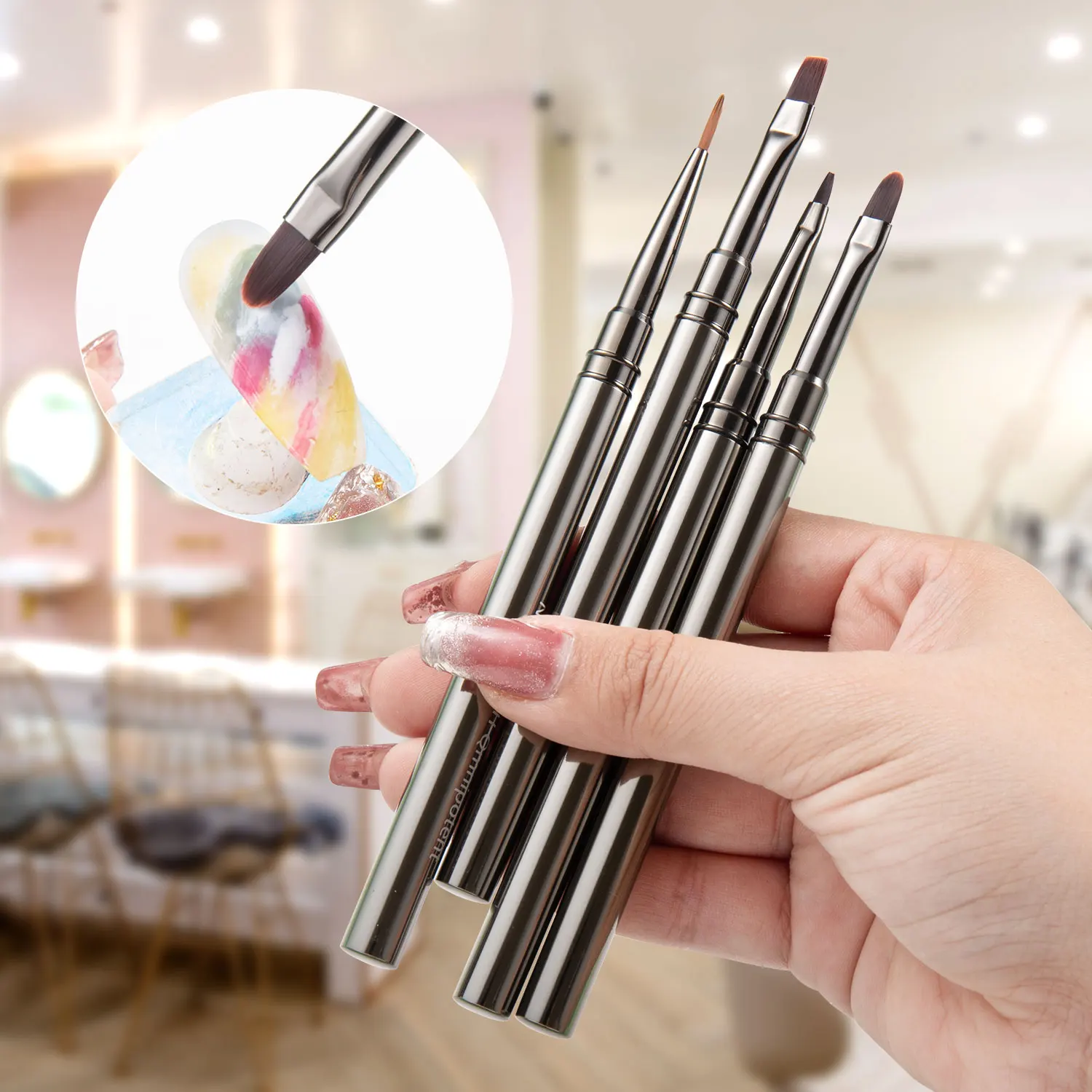 Nail Art Brushes 3/5PCS Hand Painted Brush Acrylic UV Gel Builder Drawing Pen DIY Manicure Design Accessories