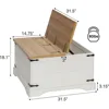 Farmhouse Coffee Table with Hinged Lift Top and Large Hidden Storage Compartment, Rustic Square Wood Central Table for 2