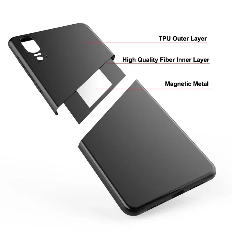 PU Leather Magnetic Car Holder Soft Matte Protective Case with Full Camera Coverage and Bumper Protection
