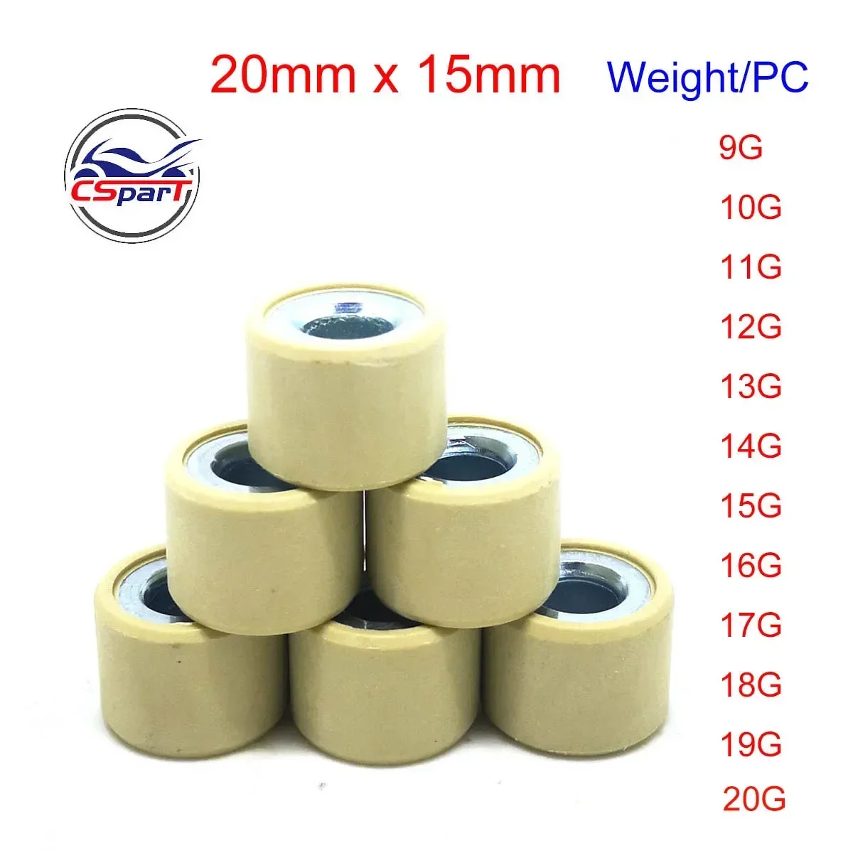 20x15 9G 10G 11G 12G 13G 14G 15G 16G 17G 18G 19G 20G Variator Roller For PCX HONDA SPI CLICK VARIO SYM SUZUKI KYMCO