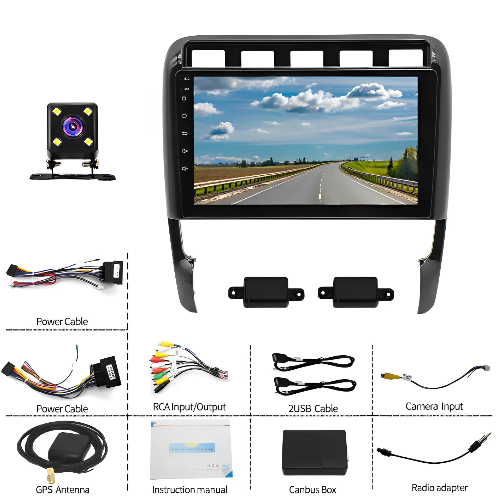 2 DIN Android 13.0 2+32G Car audio player for Porsche Cayenne 9PA 955 957 2002-2010 9" Touch screen with auto Wireless Carplay