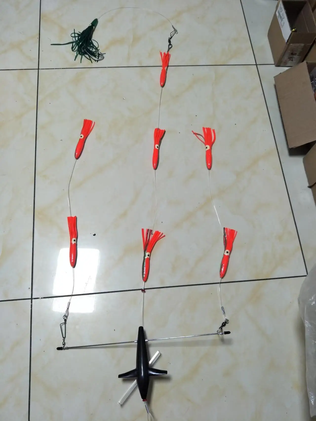 18" stainless steel Splashbar Rudder Spreader Bars with 7" Premium marlin tuna teaser bird and 6