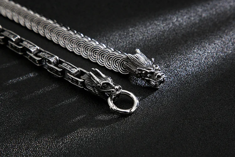 Stainless Steel Double Dragon Heads Bracelet Geometric Charm Hip Hop Punk Animal Jewelry For Men Wholesale Dropshipping