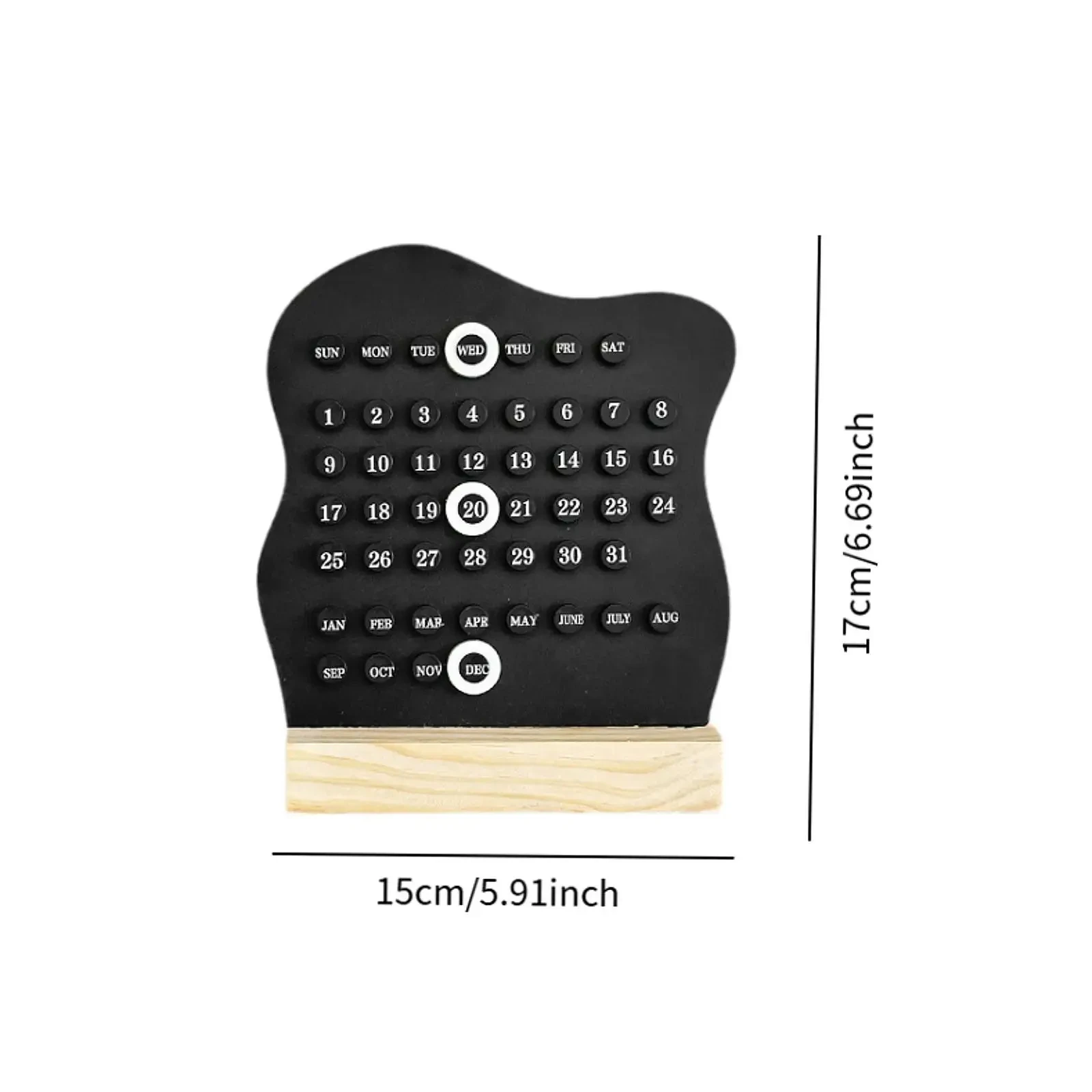 Wooden DIY Cloud Ring Calendar Cute Adjustable Week Month Date Display Wooden Base Round Rings Home Office Desk Decoration