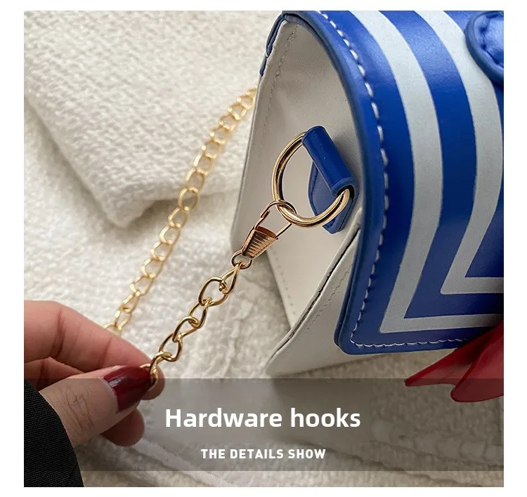 Schicke Schleife Kunstleder Umhängetaschen Kawaii Kleine Herz Einkaufstasche Mini Geldbörsen Kette Gürtel Umhängetasche für Teenager Mädchen Mode – Detail 4