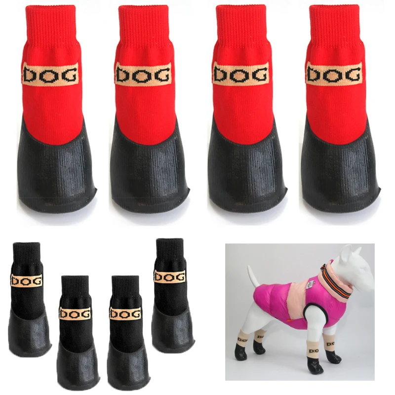 

4 Pcs/Sets Waterproof Winter Dog Shoes For Small Dogs Warm Fleece Puppy Pet Shoes Dog Snow Boots Chihuahua Yorkie Teddy Shoes