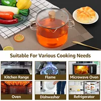 Marmite en verre 1.6/2.3L avec couvercle, casserole en verre, bols à céréales, marmite pour poêle, haute teneur en Borosilicate, poêles de cuisson transparentes pour soupe 6