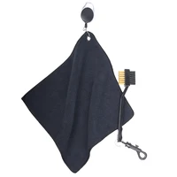 25*25CM Golf Towel Club Square Towel Easy To Pull Rope Hook Double-Sided Microfiber With Golf Brush 1