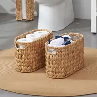Wicker Toilet Paper Holder Stand, Wicker Toilet Paper Storage Basket for Bathroom, Natural Water Hyacinth Storage Baskets 1