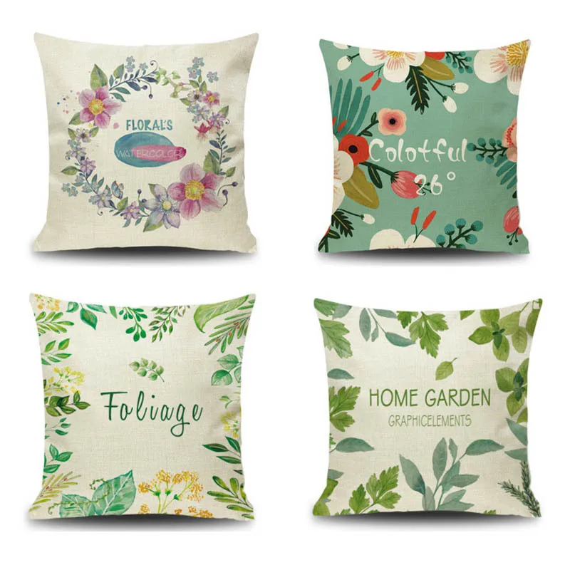 

Spring Flower Pillow Covers Decorative Tropical Flower Cotton Linen Pillowcase for Living Room Garden Chair Pillow Case 40x40 Cm