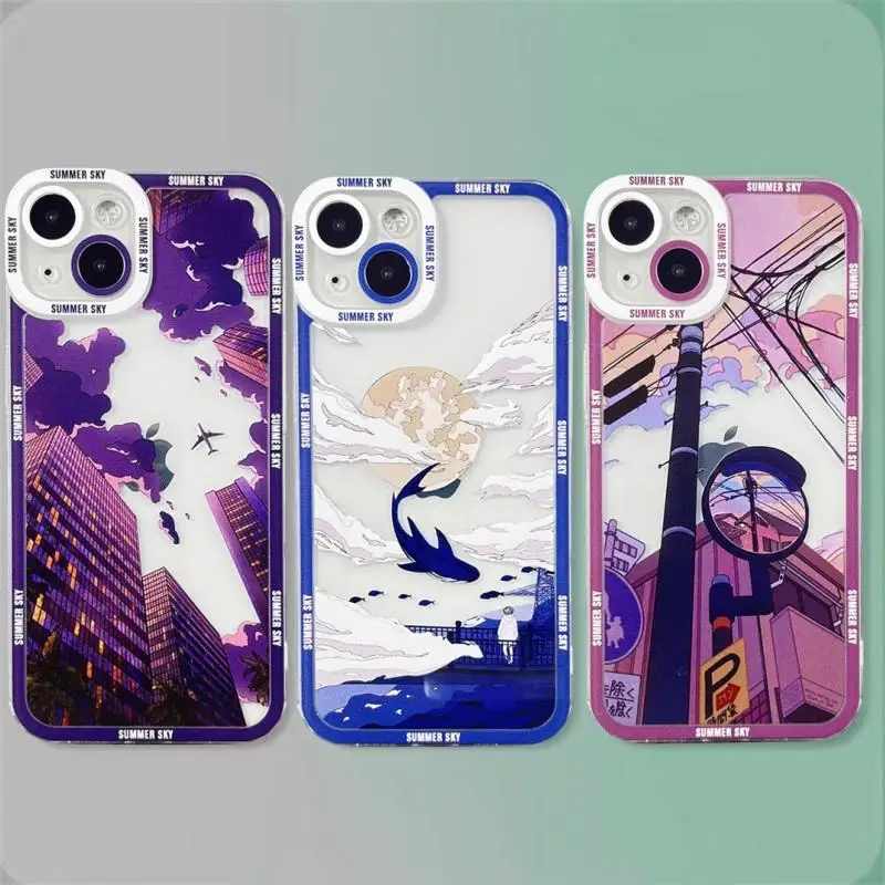 Custodia Per Telefono Per Huawei P40 Lite Nova 5T Honor X7B X8B X9B Summer Sky Angel Eyes Cover Morbida In Tpu Antiurto Trasparente
