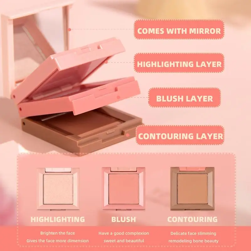 NEW 3 In 1 Highlighter Powder Palette Contour Bronzer Glitter Face Long-Lasting Shimmer Eyeshadow Cosmetic Korean Pearl Makeup 5