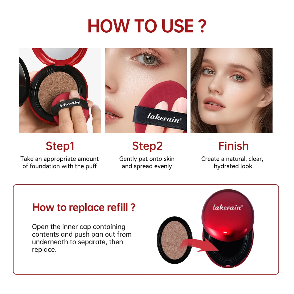Cushion Foundation TIRTIR Refills Waterproof Long-lasting Brighten Women Base Makeup Face Cosmetics