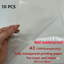 Premium Waterproof Glossy Sticker Paper - Self-Adhesive A4 Sheets (A3 clear 10 pieces T)