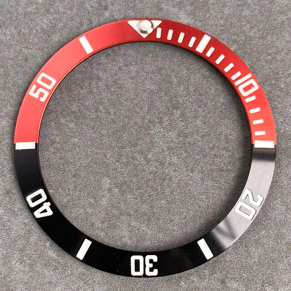 Aluminum Sloping Watch Bezel Insert Ring for Men's 40mm Watch - Available in Black, Blue, Green, Red, Purple