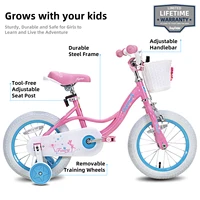YSTAR-Vélo nickel é à chaîne pour filles, pour tout-petits de 2 à 9 ans, avec roues d'entraînement, frein à main et panier 5