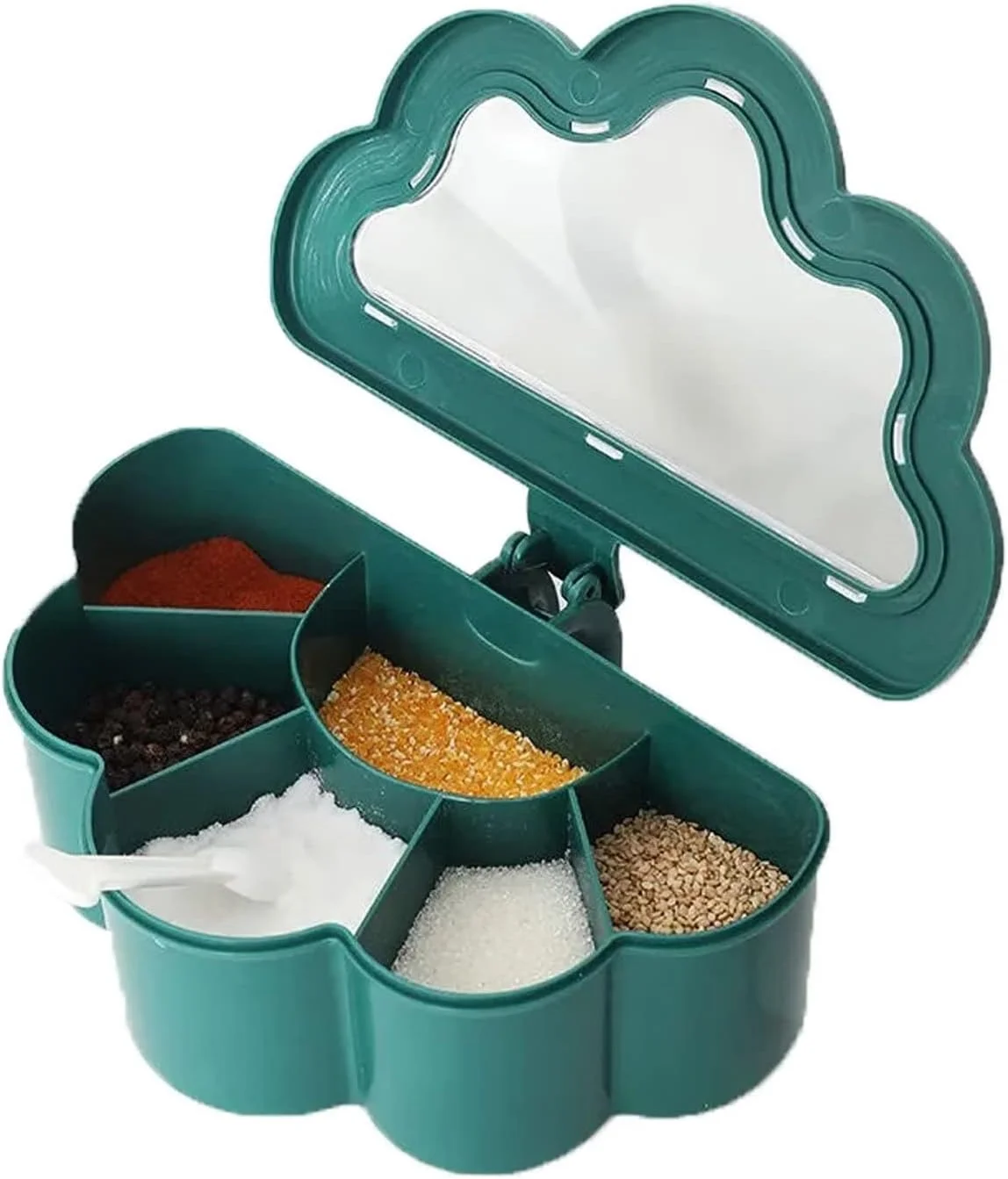 Kitchen Seasoning Box Creative 6 Compartment Spice Pots Condiment Jars Salt Pepper Storage Box Container with 6 Spoon seasoning jar salt shaker spices bottle salt pepper shakers