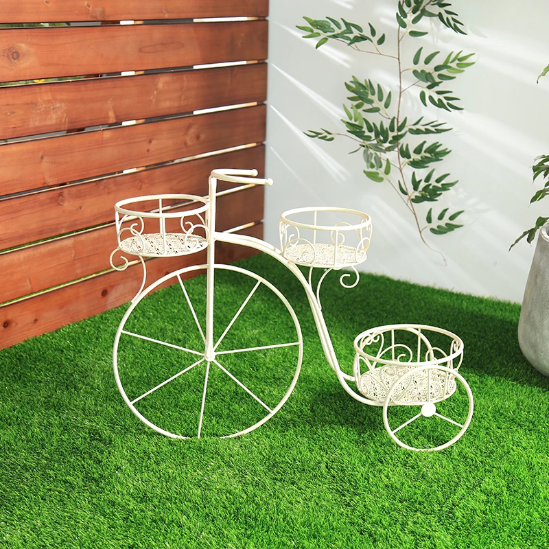 Modern Flower Pot Cart Holder Tricycle Plant Stand Ideal for Home Garden Decor Plant Holder