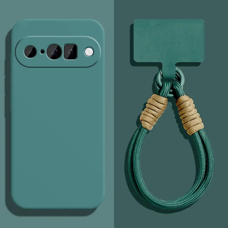 Luxurious Candy Color Liquid Silicone Phone Case with Anti-Lost Strap