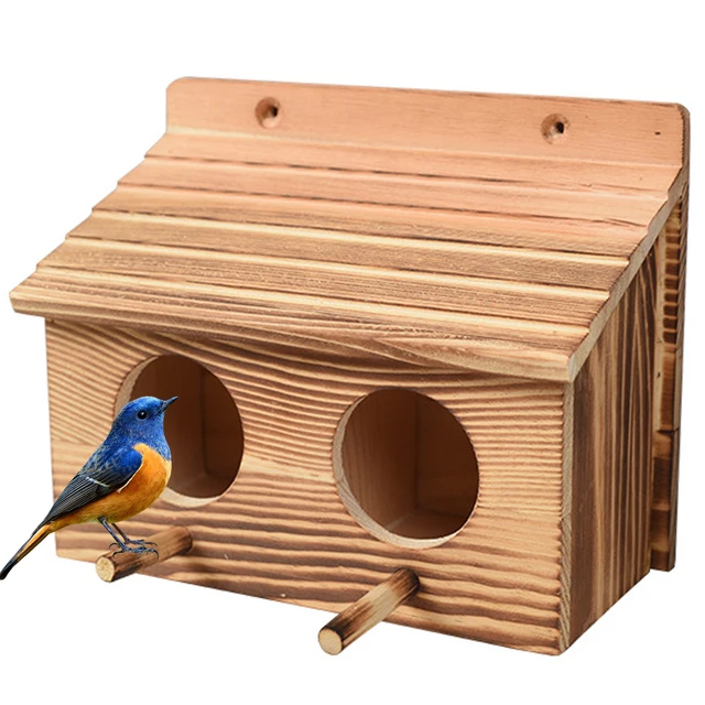 Maison d oiseaux avec 2 trous maison d oiseaux cr ative suspendue en bois nid d