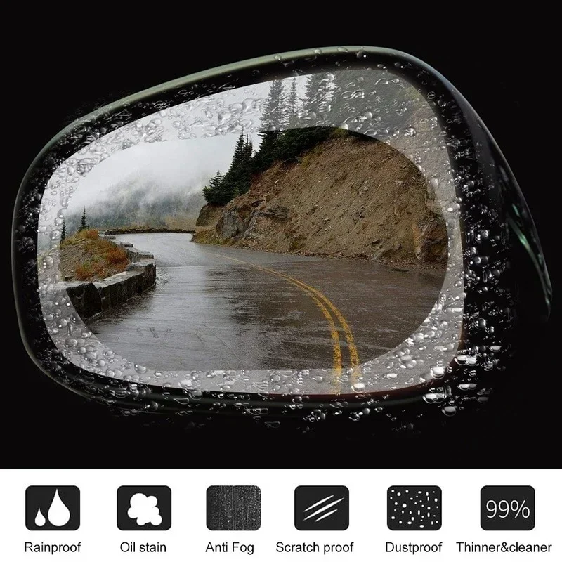 2Pcs Car Rearview Mirror Protective Film Anti Fog Clear Protective Film Car Window Rain Protector Waterproof Glass Stickers