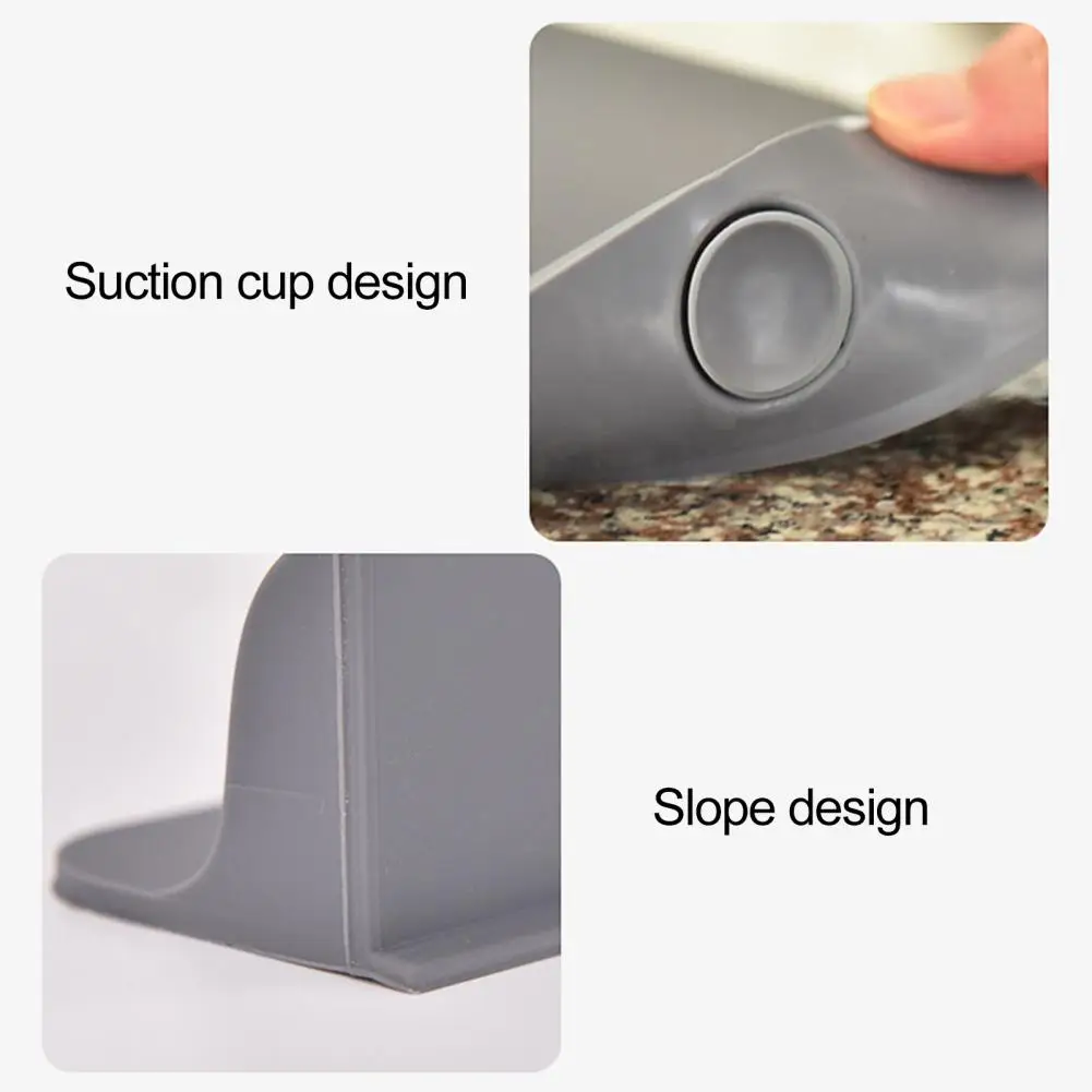 Silicone Sink Splash Guard Pressure Adsorption Slope Design Soft Suction Cup Splash Guard for Water Tank Water Blocking Board