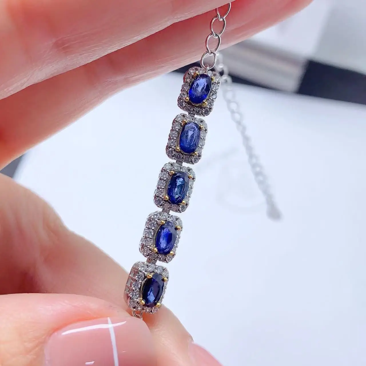 

Best Seller Bracelet Jewelry For Lady Woman With Natural Sapphire Gemstone 3*5mm For Best Lady Gift Wedding Party Dating