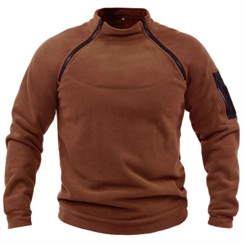 US Men's Tactical Outdoor Polar Fleece Jacket Hunting Clothes Warm Zippers Pullover Men Windproof Coat Thermal Hiking Underwear