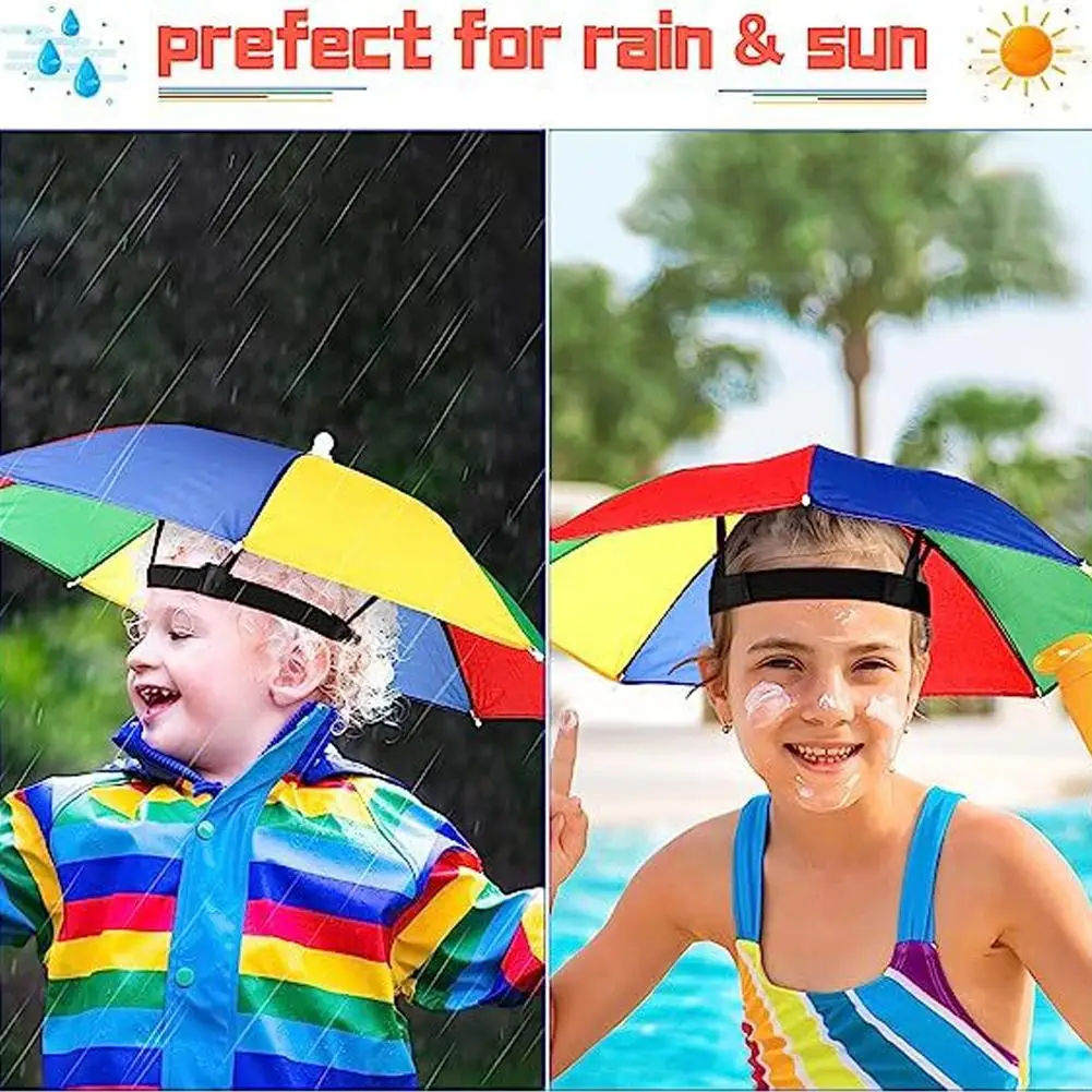 Fashion Umbrella Hat Outdoor Sunshade Folding Umbrella Rain Gear Portable Camping Beach Windproof Fishing Head Cap