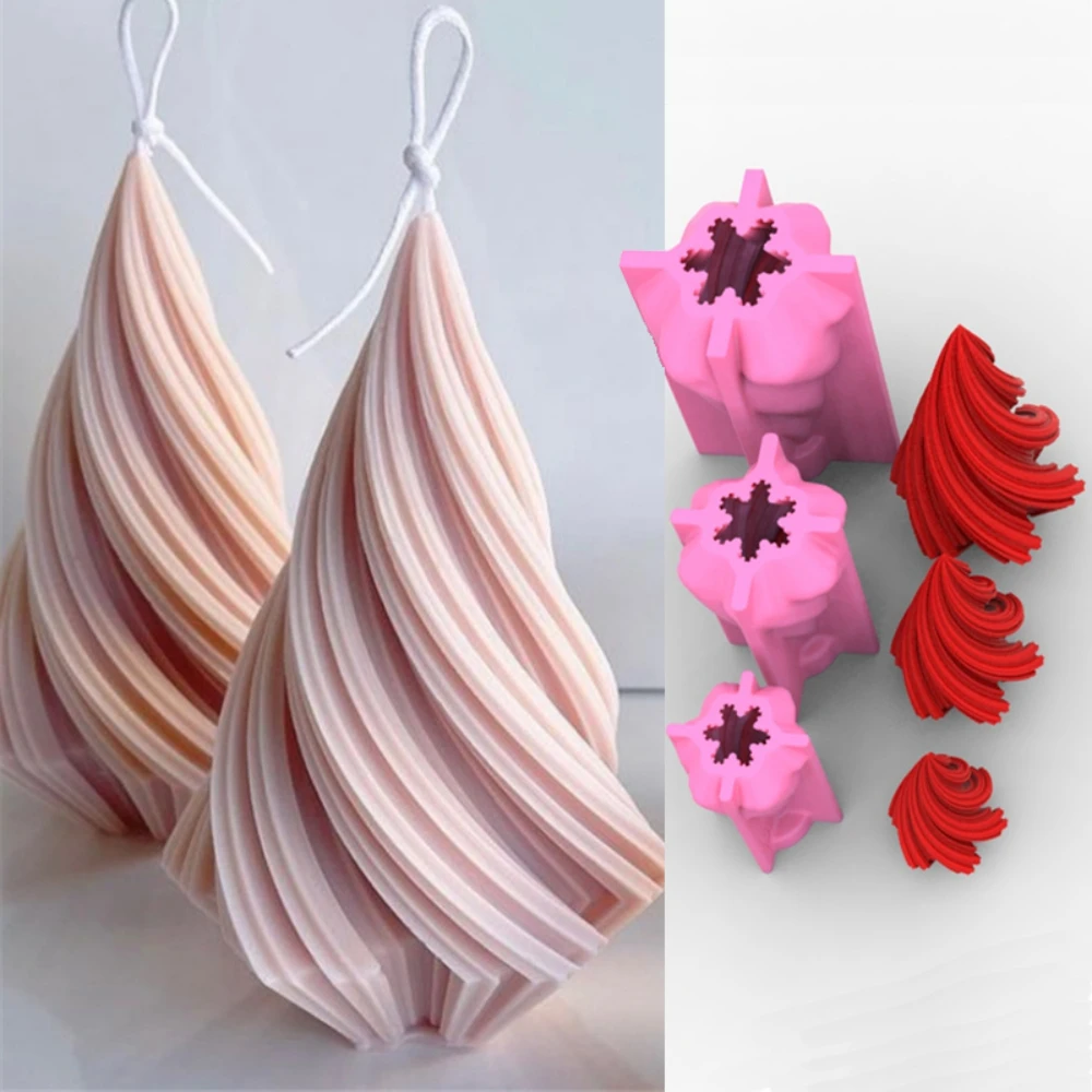 3 Sizes Taper Abstract Art Stripe Candle Silicone Mold Geometry Wave Twirl Candle Making Soap Resin Mold Gifts Craft Home Decor silicone mold,silicone candle mold,aromatherapy candle mold,silicone candle molds,candle mold