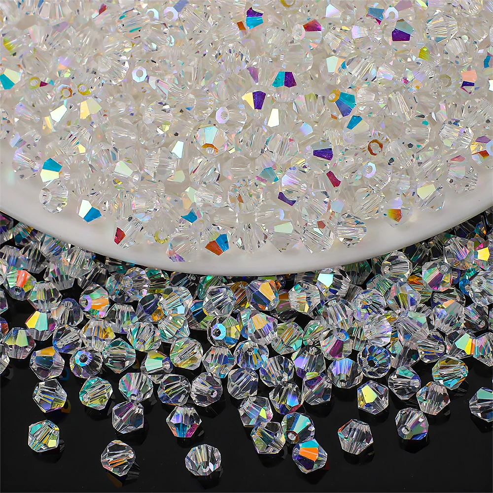 AAA-Qualität 2/3/4/5/6/8 mm facettierte österreichische Perlen Kristall AB Glas runde Perlen Kristall lose Perlen für Armband-Halskettenherstellung – Detail 9