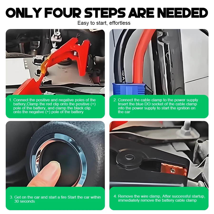 Car wireless tyre inflator 4-in-1 12V car emergency starter air compressor portable power bank and battery jump starter