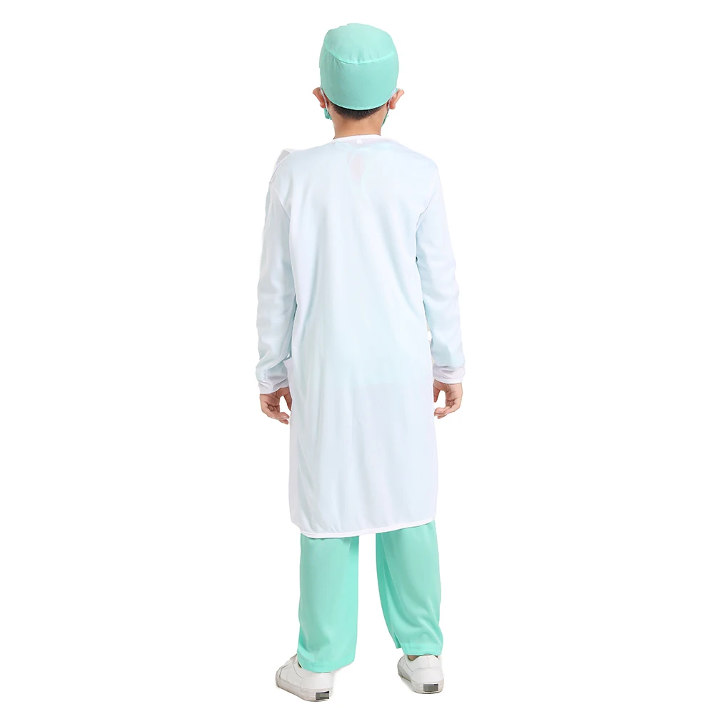 Hospital Doctor Kids Surgeon Dr Uniform Boys Child Career Halloween Cosplay Costume