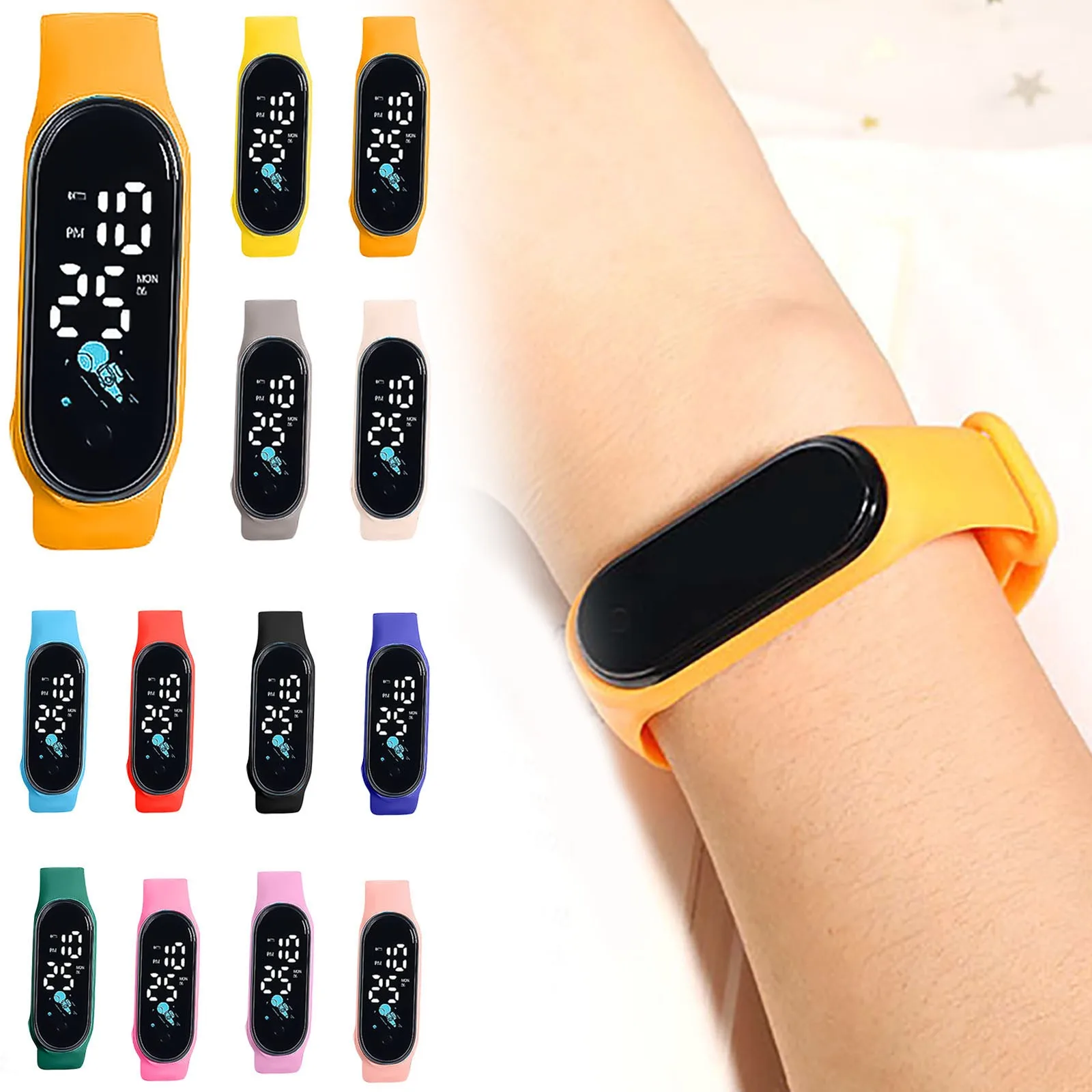 

Children'S Digital Watch Round Black Strap High Quality Clock Wristwatch Waterproof Outdoor Sports Watch Men Children'S Bracelet