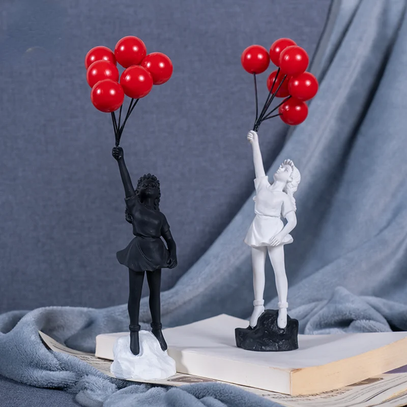 

Flying Balloon Girl Figurine, Home Decor Banksy Modern Art Sculpture, Resin Figure Craft Decoration, Collectible Figurine