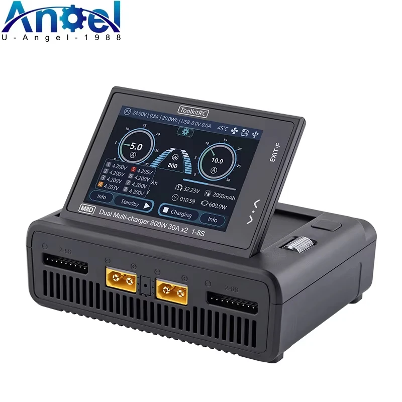 ToolkitRC M8D 1600W 50A DC Dual Channel Smart Charger Discharger With Touchscreen For RC Lipo LiIon LTO 1-8S NiMh 1-20S Pb 1-15S