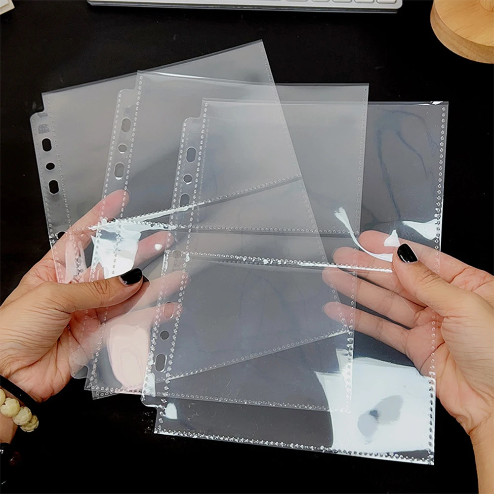 A5 7-Hole Binder Refill Sheets 10pk Clear PP Sleeves Special 3-Pocket Design Universal High Clarity Photo Postcard Protectors 3