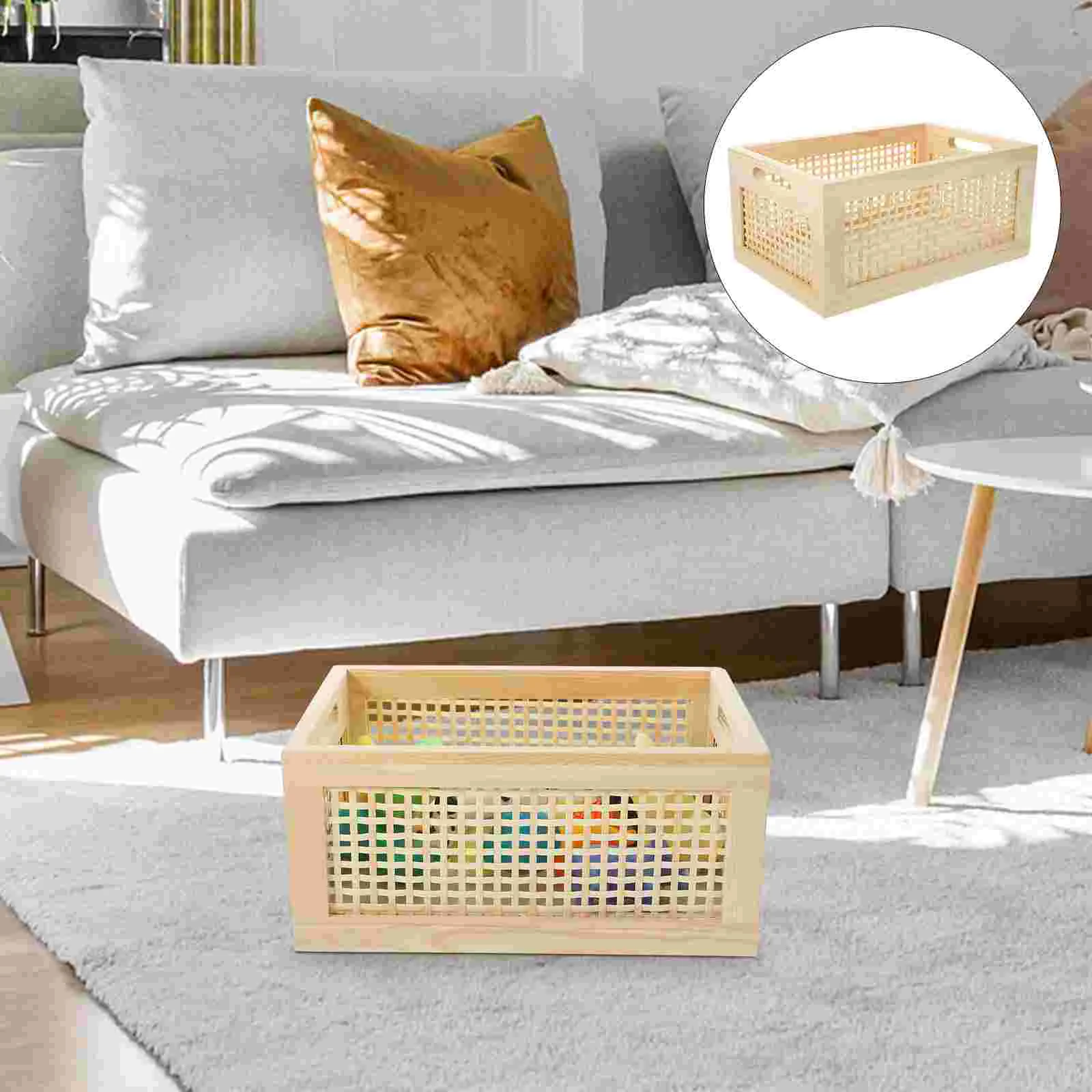 

Bamboo Woven Wood Storage Basket Organizer Baskets Home Supplies Desktop Bins Weaving Sundries Holder