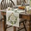 Spring Hexagram Flowers Passover Linen Table Runner Party Decoration Washable Dining   for Kitchen  Decor 4