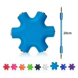 Multi - Port Audio Splitter Hub | 6 - in - 1 Headphone Sharing Adapter | 3.5mm Jack Connection (Blue)