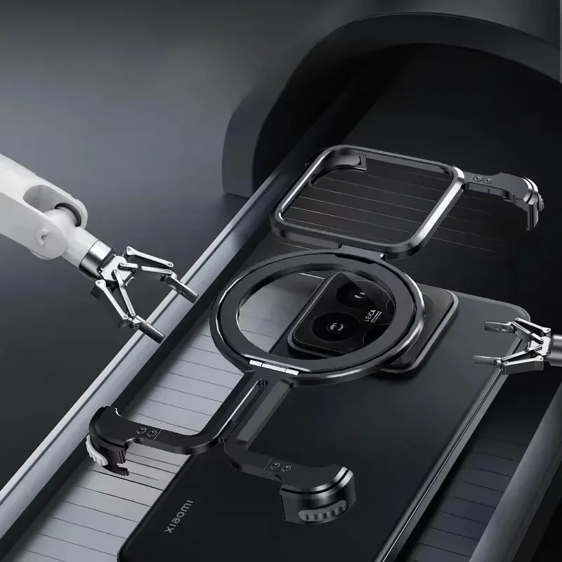 Eary for Xiaomi 15 Pro Phone Case With 360° Rotatable Magnetic Ring Holder Frameless Bumper Shockproof Protective Covers Shells