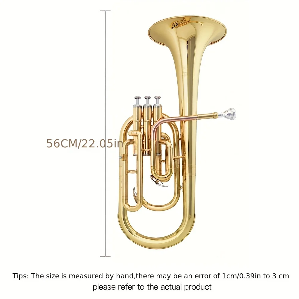 Alto Trumpet E flat Brass Lacquered Golden Alto Horn 3 Vertical Key Professional EB Horn Beginner Band